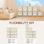 Geelin 9 Cube Storage Organizer with Fabric Bins and Labels 11 Inch, Fabric Collapsible Cubby Clothes Storage Drawer Dresser 