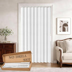 Jilron Accordion Door Curtain Set - 100% Blackout, with Curtain Rod Included, for Bedroom Privacy Protection (White-43 W x 78
