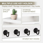 Key and Mail Holder Wall Mount, Key Hanger with Long Storage Box and 6 Hooks for Coat, Dog Leash, Home Decor Rack, House Acce