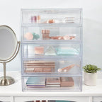 STORi Audrey Stackable Clear Bin Plastic Organizer Drawer | Organize Eyeshadow Palettes, Cosmetics, and Beauty Supplies on a 