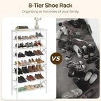 YATINEY 8 Tier Shoe Rack, Shoe Storage Organizer, Large Capacity Shoe Shelf Holds 32 Pairs of Shoes, Sturdy and Stable, for E
