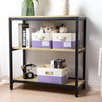 PRANDOM Fodable Storage Bins for Closet [3-pack] Decorative Fabric Storage Baskets Cubes with Leather/Metal Handles for Shelv