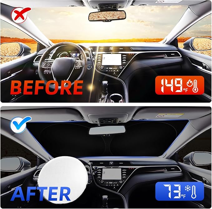 Side Window Sunshades Intended for Hyundai Elantra 2021-2025, Front Window Shades Custom Fit for Elantra, Foldable Car Sun Shield with Steering Wheel Sunshade to Block UV Keep Car Cool