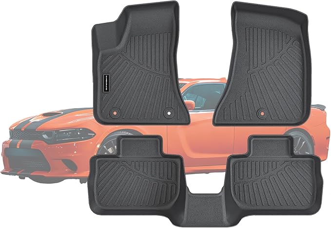 TPE Floor Mats for 2011-2023 Dodge Charger RWD & Chrysler 300 Rear-Wheel Drive ONLY All Weather Car Floor Liners Fit Dodge Charger RWD Accessories Black