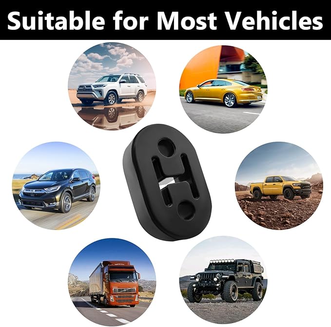 Exhaust Rubber Hanger, rubber muffler hangers. Rubber Insulator Bushing Mount, rubber exhaust mounts with 2 Holes 0.47 Inch, 