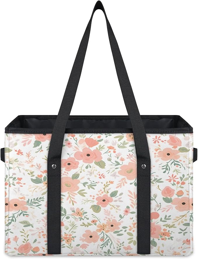 Reusable Grocery Bags Heavy Duty Shopping Bags Foldable Large Tote Bags with Long Handles & Hard Bottom