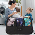 Collapsible Laundry Baskets with 3 Compartment, 150L Tear-proof Pop Up Hamper, Foldable Laundry Basket with Tote Handles, Dir