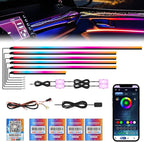 New Version Dreamcolor Acrylic Car Interior Lights 10 in 1 RGB LED Strip Lights APP Control Zoned Control System 252 Color Modes DIY Fiber Optic Ambient Lighting Kits Music Car Neon Light Kits