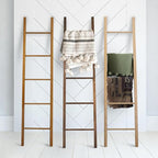 Solid Wood Decorative Ladder - Leaning Blanket Rack for Home Decor Cherry