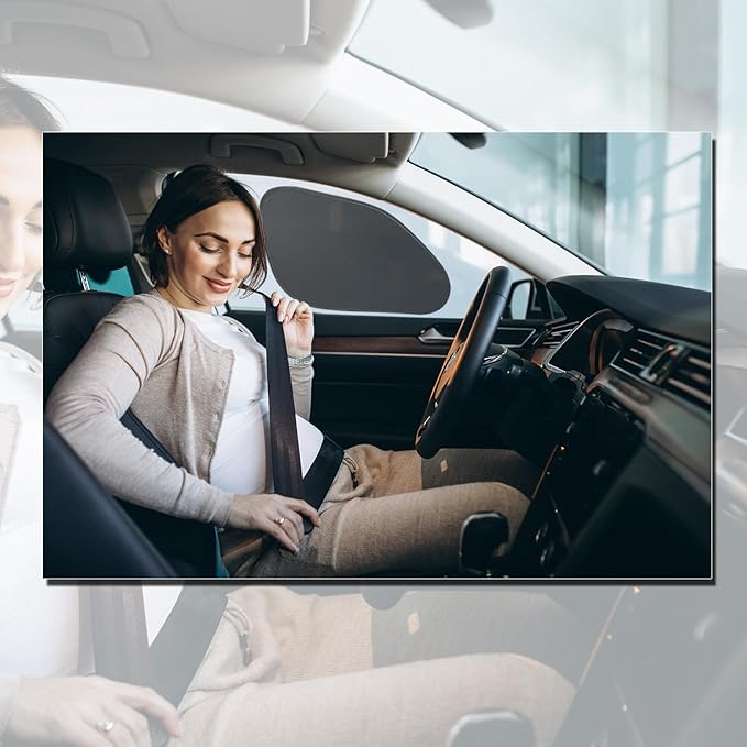 Zone Tech Side Window Cling On Sun Shades- 2-Pack Mesh Car Pop-Up Non Suction Cups Needed Sun-Shield