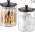 TIPGO Glass Qtip Holder Dispenser for Bathroom - 10 oz Clear Canister Apothecary Jar for Cotton Swabs, Balls, Pads, Floss Pic