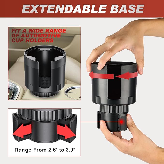 Frokom Cup Holder Expander for Car,Upgraded Car Cup Holder Expander Adapter with Offset Adjustable Base, Fit Most Large Bottl