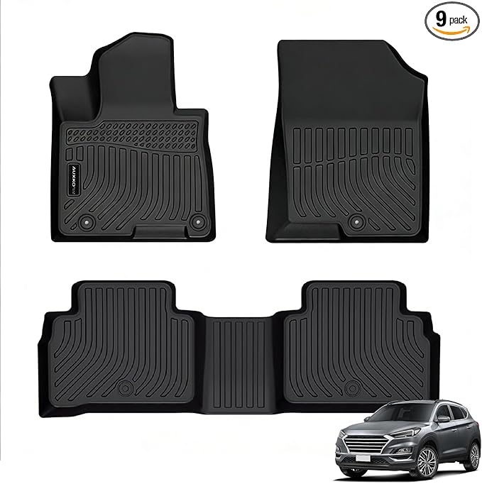 Auxko All Weather Floor Mats for 2026 2025 2024-2022 Hyundai Tucson Gasoline TPE Liners Set Tucson Accessories All Season Guard Odorless Anti-Slip Floor Mats for 1st & 2nd Row