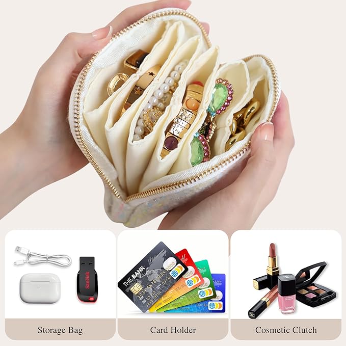 Stratalife Travel Jewelry Case Organizer Gift for Women Portable Jewelry Pouch with Small Bags for Gemstones Crystal Bracelet