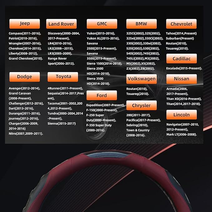 Breathable Leather Steering Wheel Cover with Non-Slip Grip for Enhanced Comfort - Designed for 15.35-16.14Inch Wheels on Pick