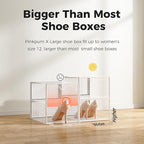 Pinkpum 15 Pack X-Large Shoe Storage Boxes Fit US Size 11, Shoe Organizer for Closet Clear Plastic Stackable Shoe Dispaly Cas