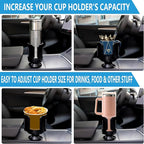 Cup Holder Expander for Car with Adjustable Holder & Base, Compatible with 10 to 64 oz Yeti Ramblers, Stanley, Hydro Flask, N