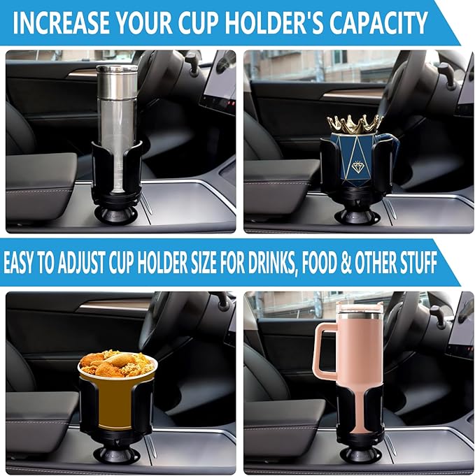 Cup Holder Expander for Car with Adjustable Holder & Base, Compatible with 10 to 64 oz Yeti Ramblers, Stanley, Hydro Flask, N