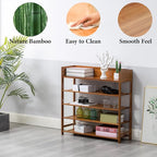 Bamboo Shoe Rack Organizer, 5 Tier Shoe shelf Storage Organizer, For Entryway, Hallway, and Closet (Brown-39.4")
