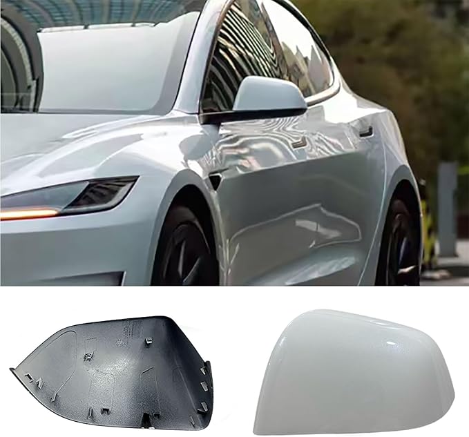 Compatible with Tesla Model Y Side Mirror Cover Replacement 2021 2022 2023 2024, Left Driver Side Rearview Mirror Cover Cap for Model Y Accessories(white)
