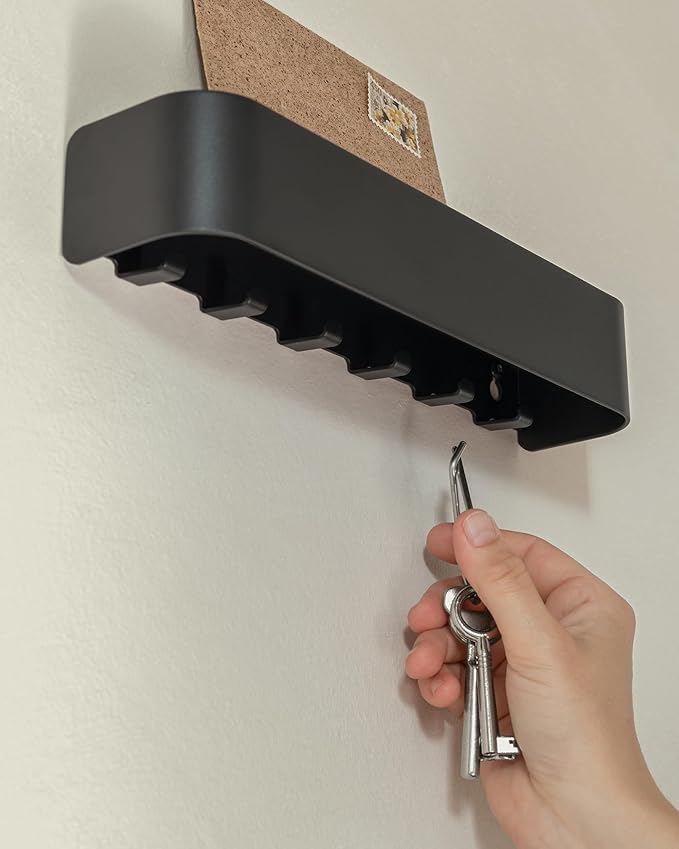 Kazai. Key Holder for Wall 'Tone' | Minimalist Key Hooks Design from Berlin | Modern Key Hanger with Metal Shelf | Key Hook W