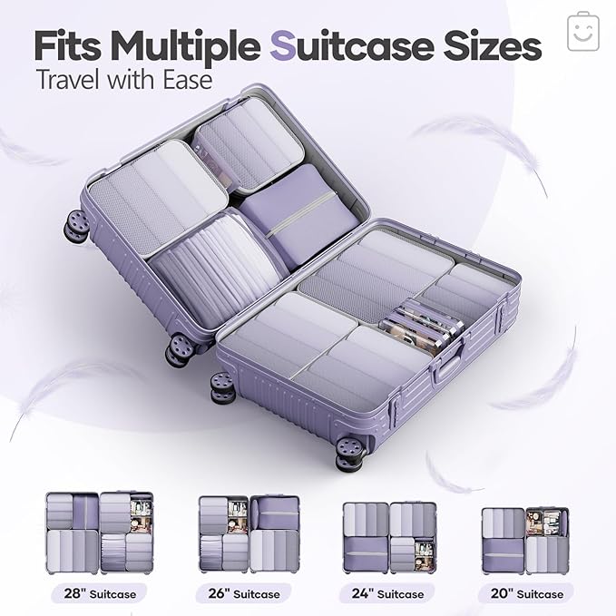 Veken 11 Set Compression Packing Cubes for Travel Essentials,Compressible Expandable Large Luggage Suitcase Organizer Bags fo