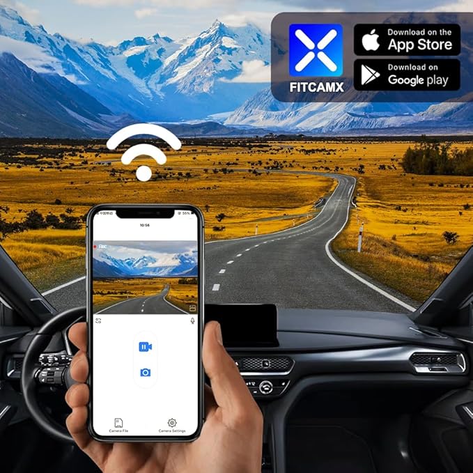 Fitcamx 4K Dash Cam Compatible with Acura Integra 2023-2026 & Type S (Black Cover), Integrated OEM Look, 2160P UHD Video, Built-in WiFi & APP, Loop Recording, Gravity Sensor, Plug & Play, 64GB Card