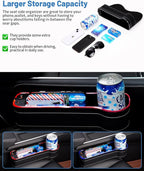 Shademax LED Car Seat Gap Filler Organizer Console Side Storage Box Between Seats with Cup Holders RGB Color Changing Storage Front Seat Gap Filler with USB Charging Car Interior Accessories (2 Pack)