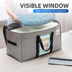 TAILI Extra Large Moving Bags, 6 Pack Silver Heavy Duty Totes for Storage with Visible Window, Wrap Around Handles, Storage B