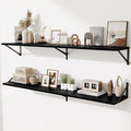 Deep Floating Shelves,55" Wx10 D Wood Wall Shelves Set of 2,Long Wood Floating Shelf with Metal Brackets,Floating Bookshelf f
