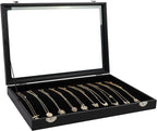 Wudygirl Necklace Organizer 20 Hooks Jewelry Organizer Jewelry Display Stackable Glass Top Lockable Black Velvet Boxes(Neckla