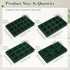 Junkin 12 Pcs Jewelry Tray Velvet Stackable Jewelry Organizer Trays Divided Earring Accessories Storage Containers Box (Rose 