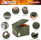 TOMKID Fireproof Document Box, Fire Proof Safe Box for Home Document Organizer with Lock, Fire Organizer Office Storage Cabin