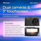 Pioneer VREC-H520DC Dual Dash Cam Front and Rear Car Camera - Large Screen, 2K Resolution, Starvis Night Vision, 140 Degree W