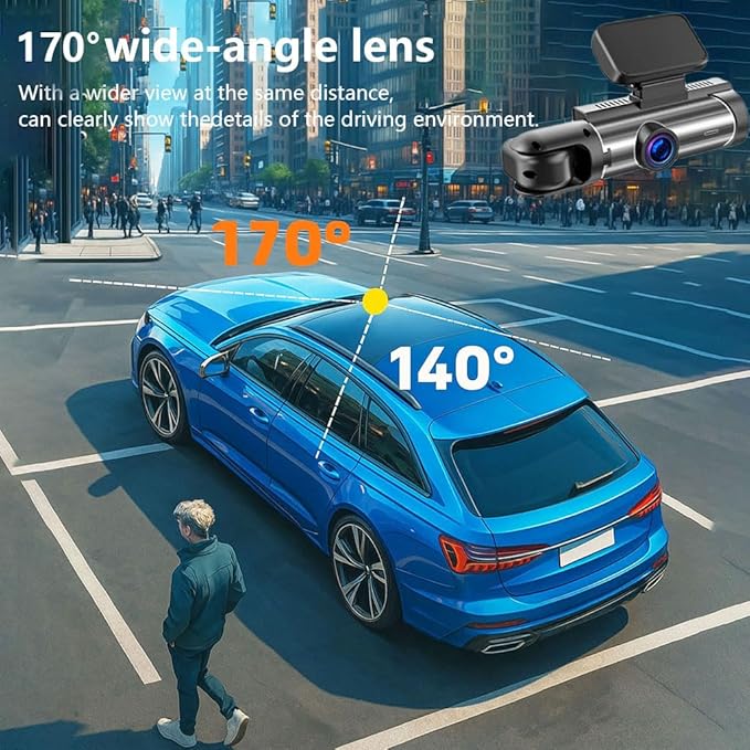 128GB Dash Cam Front and Rear for Cars with Night Vision, 1080P Dual Lens Dash Camera Inside and Outside, 24H Parking Monitor