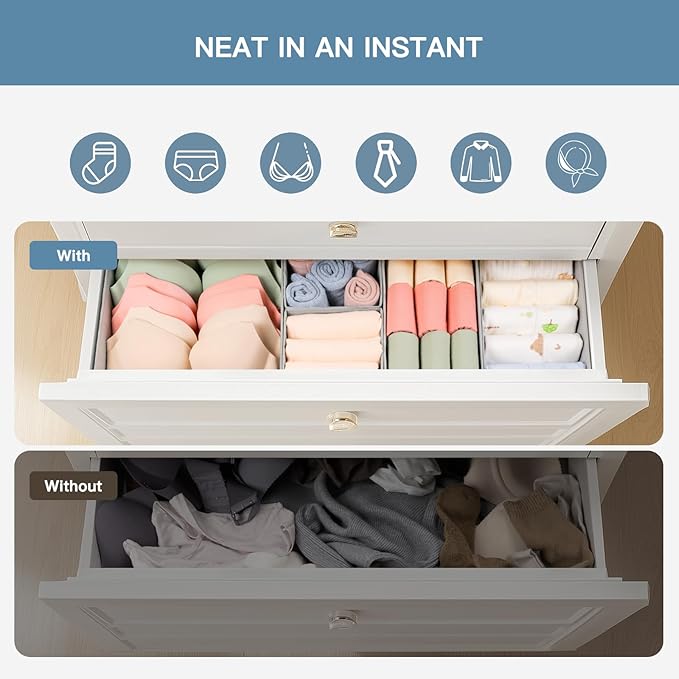 Criusia Drawer Organizer Clothes, 21 Pack Dresser Organizer for Baby Clothes, Underwear, Sock- Foldable Closet Organization a
