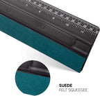 FOSHIO 12 Inch Felt Squeegee for Vinyl Built-in 30CM Ruler 4 Round Corners Universal Card Tint Squeegee with Suede Felt Edge, Window Tint Film Installing Hard Black PP Car Vinyl Wrap Scraper Tool
