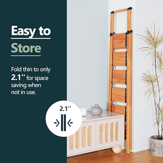 WOA WOA 6 Step Ladder, Folding Ladder with Handrails for High Ceilings, Indoor Tall Ladders with Wide Pedals, Lightweight Alu