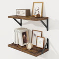 Floating Shelves, 8 Inch Deep Rustic Wood Wall Storage, 16W x 8D Wall Shelves Set of 2, Heavy Duty Metal Brackets, Industrial