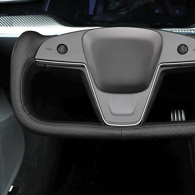 MEWANT Hand Stitched Tesla Model S Yoke Steering Wheel Cover Wrap for Tesla Model S 2021-2023 / Model X 2021-2023 Tesla Yoke Steering Wheel Accessories(3D Style)