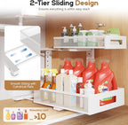 2-Pack Under Sink Storage Organizer, Large 2-Tier Elegant Mesh Pull Out Shelf for Kitchen and Bathroom Cabinet Organization, 