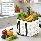 Cute Whales Reusable Grocery Bags Large Shopping Tote Bag with Reinforced Bottom Board, Water Resistant Foldable Storage Bags