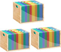 Sbanmao 3 Pack Hanging File Organizer, Clear Acrylic File Box Organizer, Bamboo Filing Box File Crate Organizer Storage Boxes