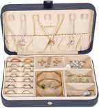 LANDICI Small Jewelry Box for Women Girls, PU Leather Travel Jewelry Case, Portable Jewelry Organizer Storage Holder Display 