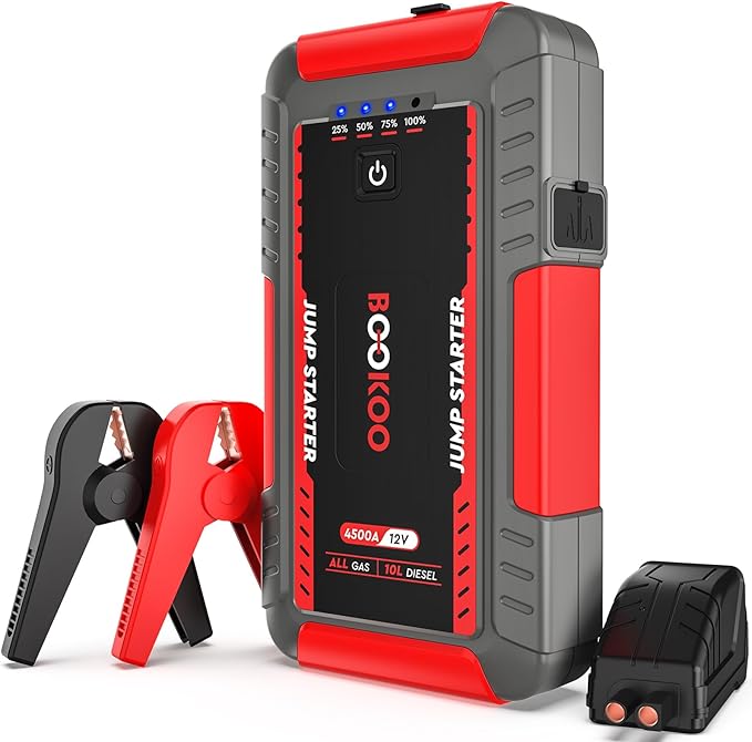 BOOKOO Portable Car Jump Starter, 4500A Jump Start Battery Pack up to 10.0L Gas/8.0L Diesel Engines, 12V Car Battery Jump