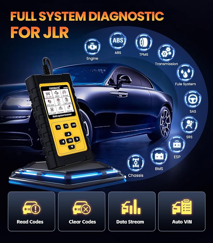OBD2 Scanner for Jaguar/Land/Rover, OM501 All Systems Diagnostic Tool with 15+ Resets (Oil/ETC/EPB/ABS/SAS/BAT Register...),