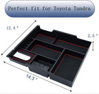 JKCOVER Compatible with Center Console Organizer Tray Toyota Tundra 2014 2015 2016 2017 2018 2019 2020 2021 Tundra Accessories,Insert ABS Black Materials Armrest Box Secondary Storage (RED Trim)