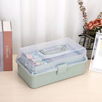 BTSKY 3-Layer Plastic Dividing Storage Box Craft Organizer and Storage with Adjustable Spacers Portable Handled Art Supply Or