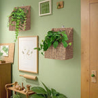Wicker Hanging Storage Basket (10,5"Lx6,5"Wx13"H), Set of 2 Wall Baskets, Water Hyacinth Baskets, Wall Decor Hyacinth Basket 