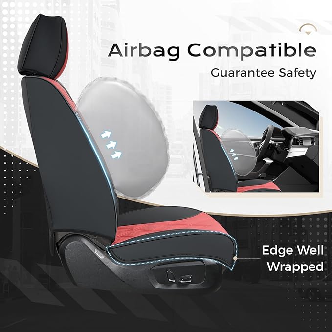 Coverado Car Seat Covers Full Set, Seat Covers for Cars, Front Seat Covers and Back Seat Cover Waterproof Leather Automotive 